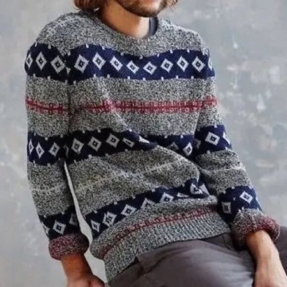 O’hanlon mills Skybreak Pattern Fair Isle Fisherman wool men Sweater size XS - Picture 12 of 12